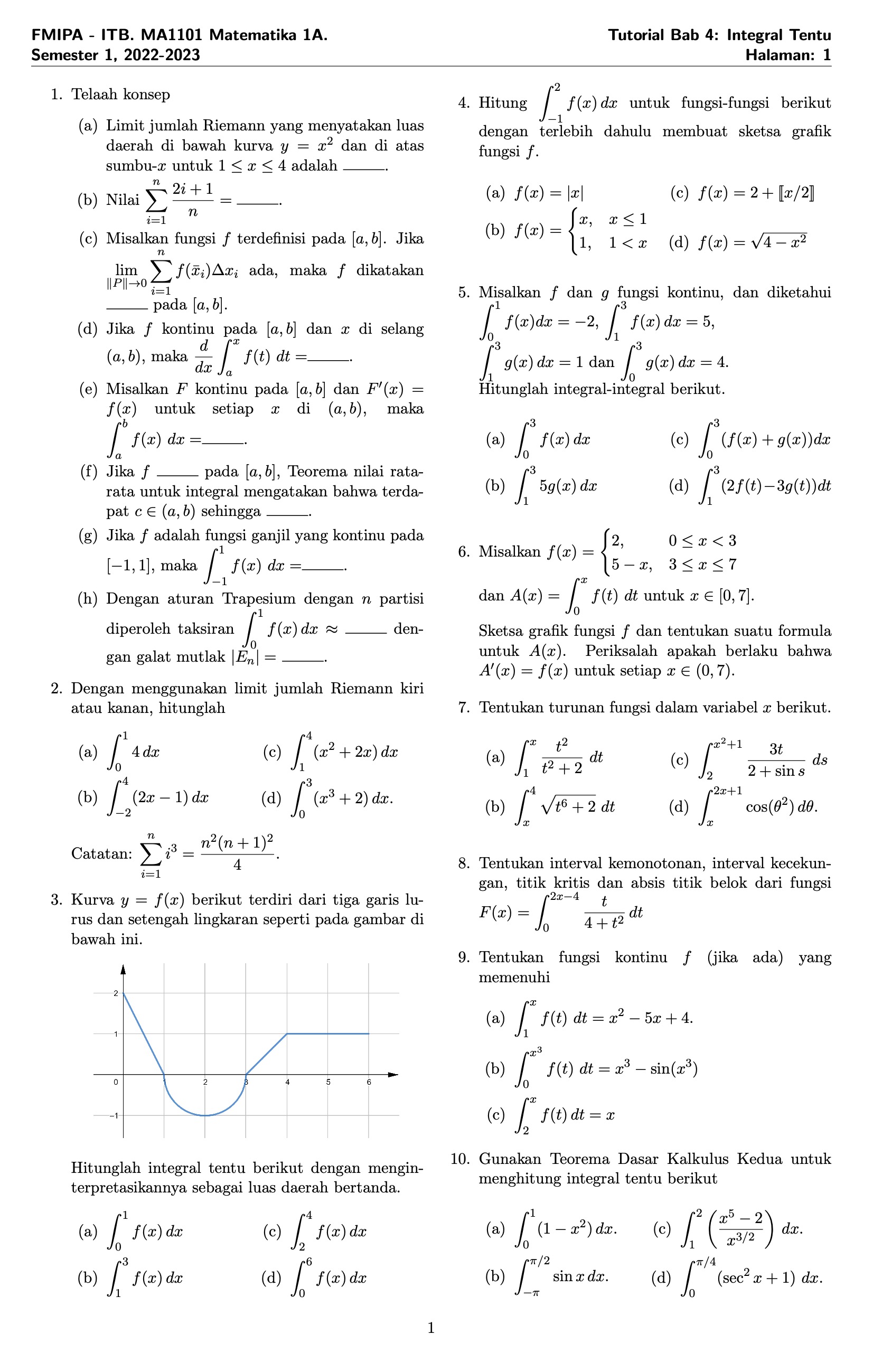 Tutorial Bab 4 Matematika 1A ITB Tahun 2022-2023 | MES Consulting